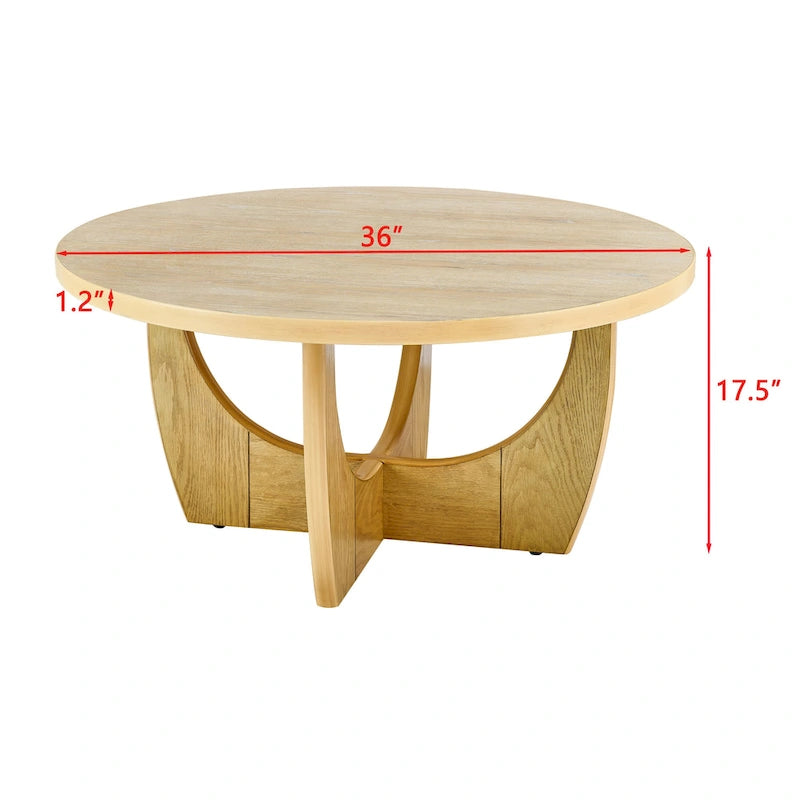36" runder Couchtisch im Mid-Century-Modern-Stil mit Stauraum hinter Schiebetür