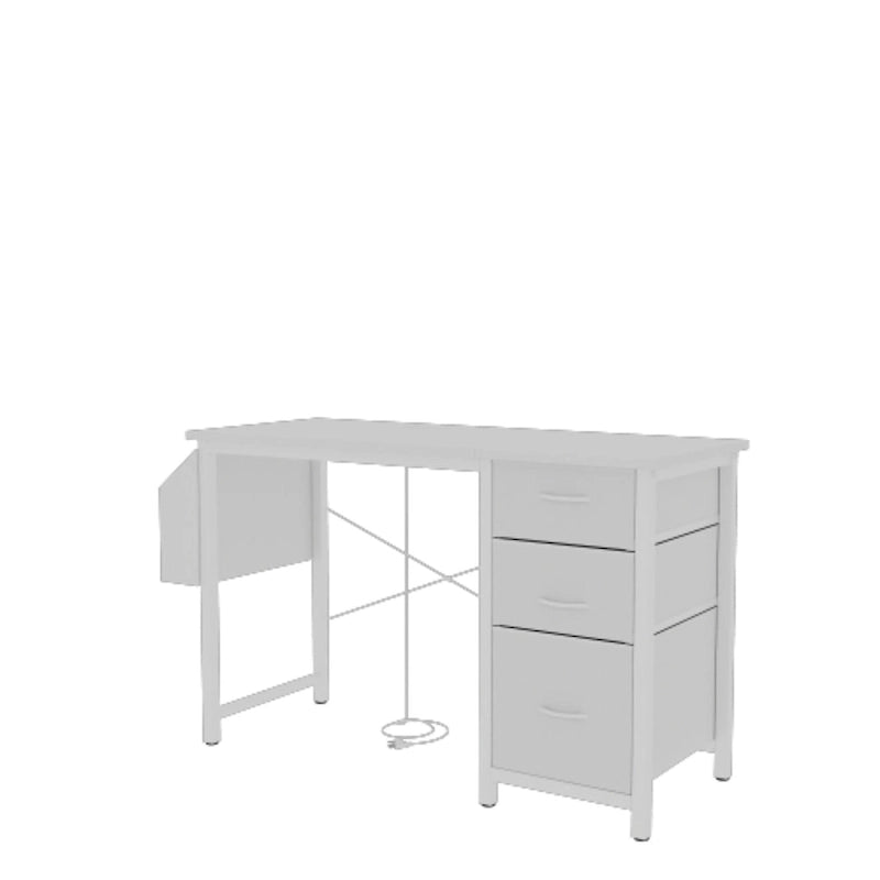 Modern Writing Desk with Hutch, 3 Drawers & Built-in Power Outlets