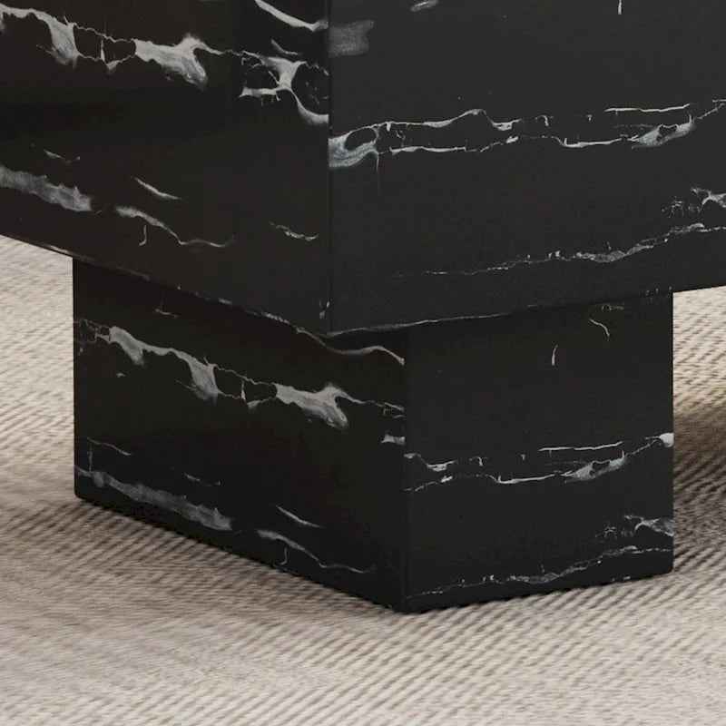 Tavolino da caffè rettangolare moderno con piano effetto marmo nero, portata di 300 lbs