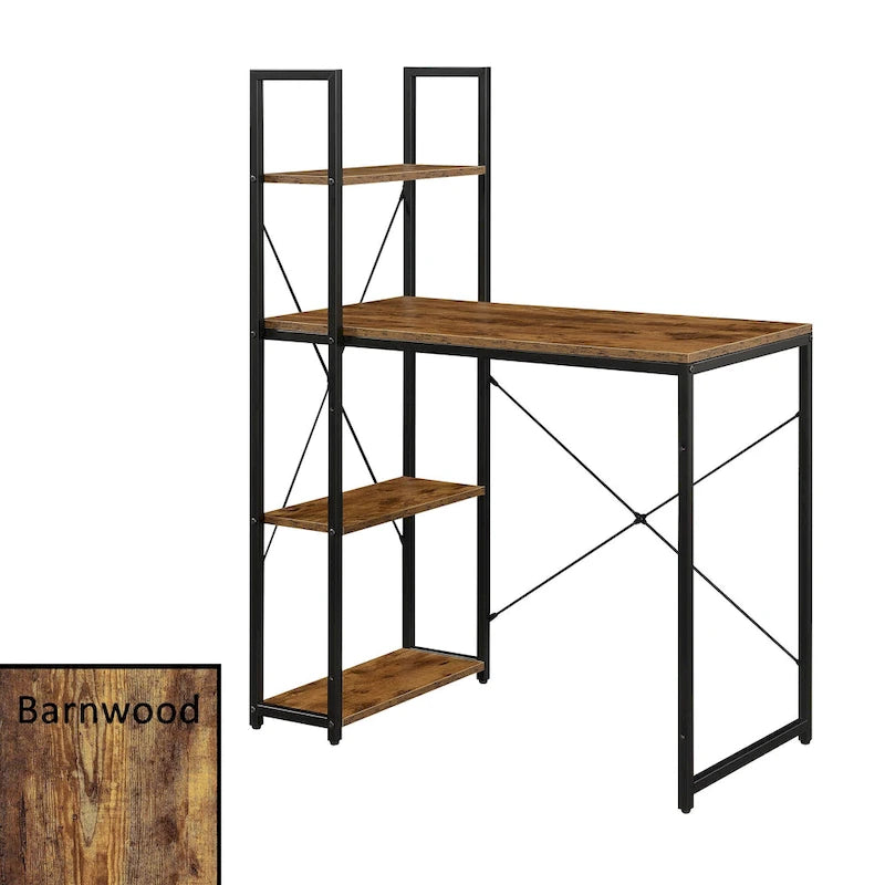 Bureau de travail moderne pour bureau avec étagères à 4 niveaux et armoires de rangement