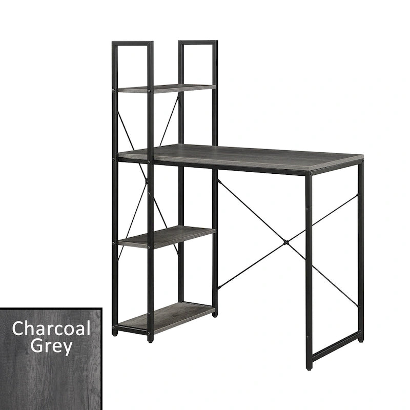 Bureau de travail moderne pour bureau avec étagères à 4 niveaux et armoires de rangement
