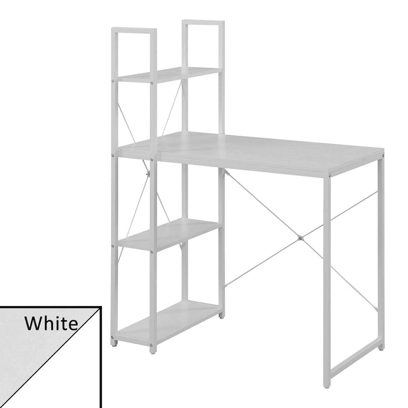 Bureau de travail moderne pour bureau avec étagères à 4 niveaux et armoires de rangement