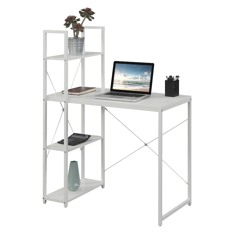Bureau de travail moderne pour bureau avec étagères à 4 niveaux et armoires de rangement