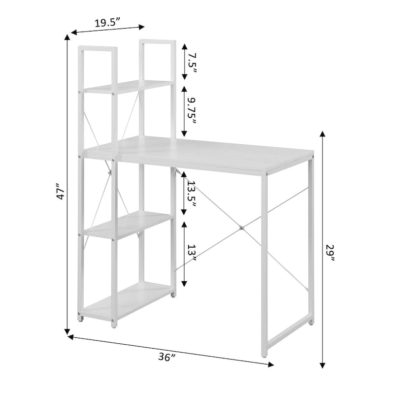 Bureau de travail moderne pour bureau avec étagères à 4 niveaux et armoires de rangement