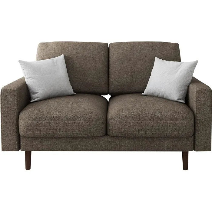Samt-Loveseat im Mid-Century-Modern-Stil mit Spiralfederung und konischen Holzbeinen