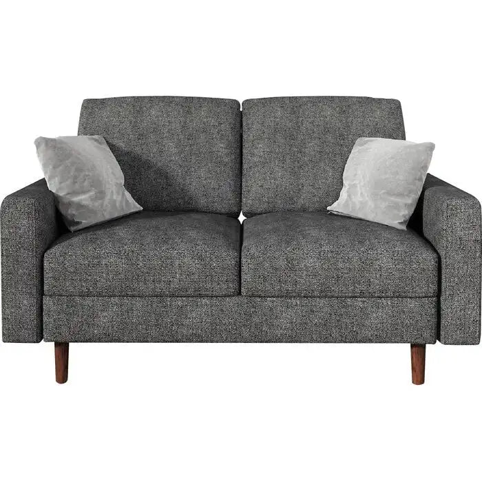 Samt-Loveseat im Mid-Century-Modern-Stil mit Spiralfederung und konischen Holzbeinen