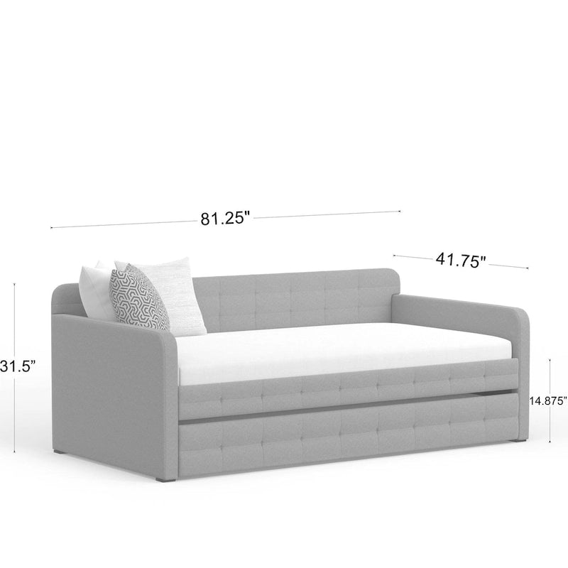 Zweiersofa mit Knopfsteppung und ausziehbarem Gästebett, Schlafsofa im Mid-Century-Stil