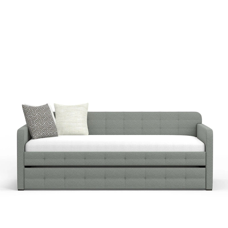 Zweiersofa mit Knopfsteppung und ausziehbarem Gästebett, Schlafsofa im Mid-Century-Stil