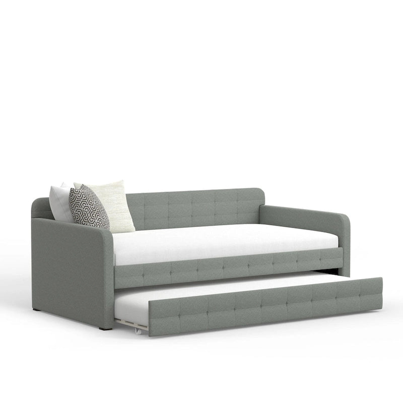 Zweiersofa mit Knopfsteppung und ausziehbarem Gästebett, Schlafsofa im Mid-Century-Stil