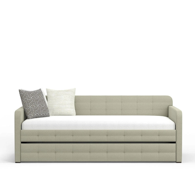 Zweiersofa mit Knopfsteppung und ausziehbarem Gästebett, Schlafsofa im Mid-Century-Stil