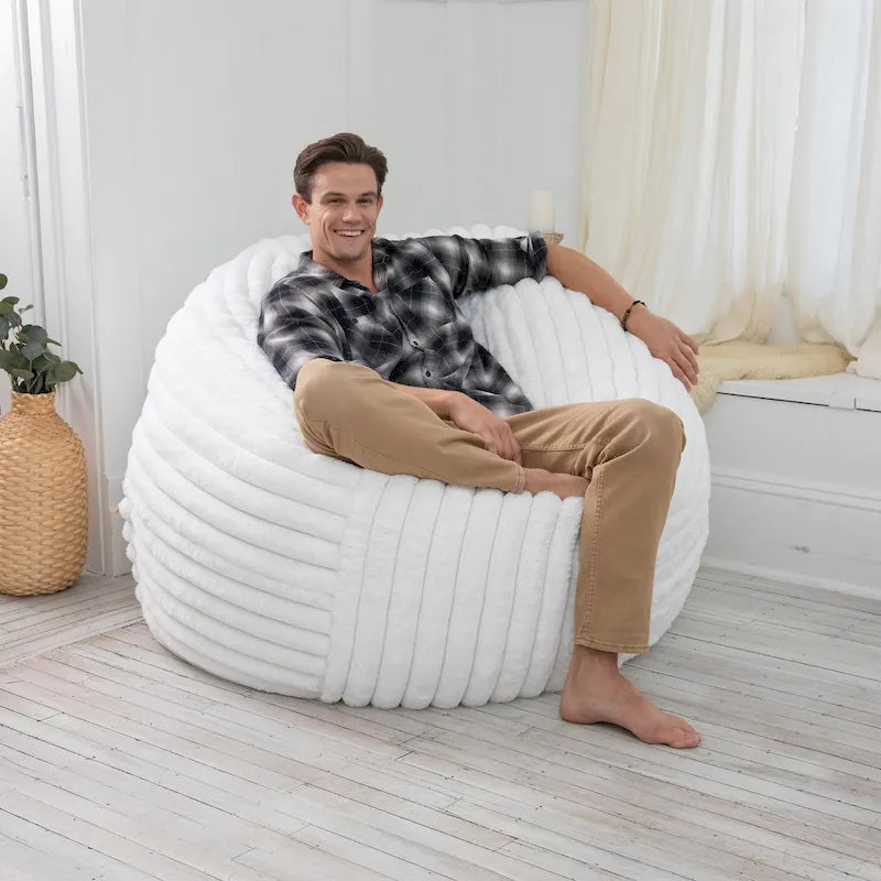 5-Foot Oversized Faux Fur Bean Bag Chair with Removable Washable Cover