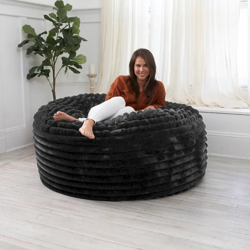 5-Foot Oversized Faux Fur Bean Bag Chair with Removable Washable Cover