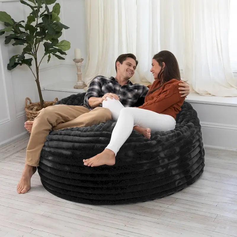 5-Foot Oversized Faux Fur Bean Bag Chair with Removable Washable Cover