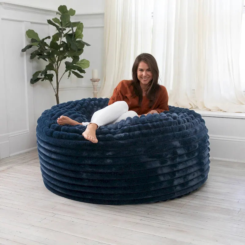 5-Foot Oversized Faux Fur Bean Bag Chair with Removable Washable Cover