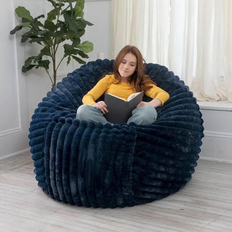 5-Foot Oversized Faux Fur Bean Bag Chair with Removable Washable Cover