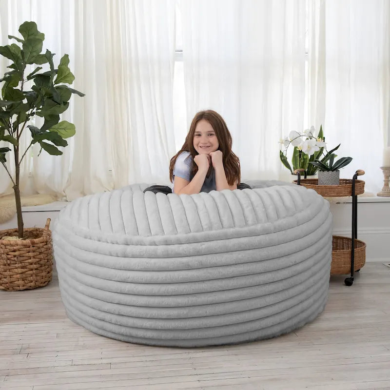 5-Foot Oversized Faux Fur Bean Bag Chair with Removable Washable Cover