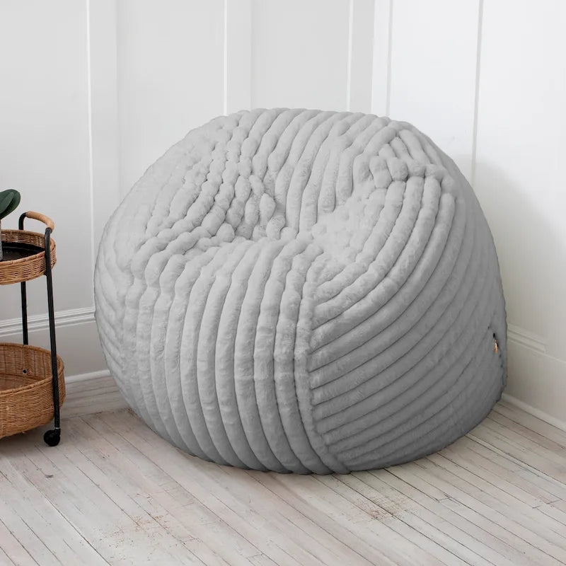 5-Foot Oversized Faux Fur Bean Bag Chair with Removable Washable Cover