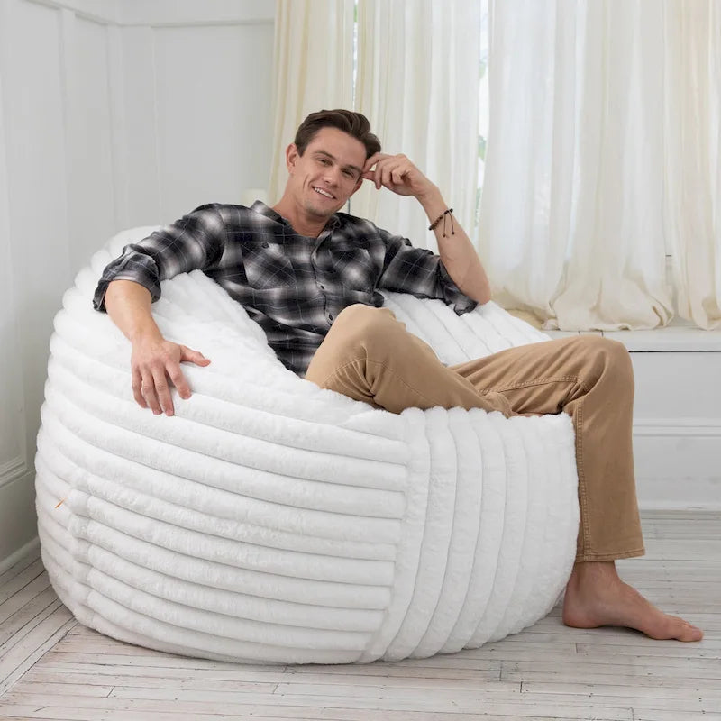 5-Foot Oversized Faux Fur Bean Bag Chair with Removable Washable Cover