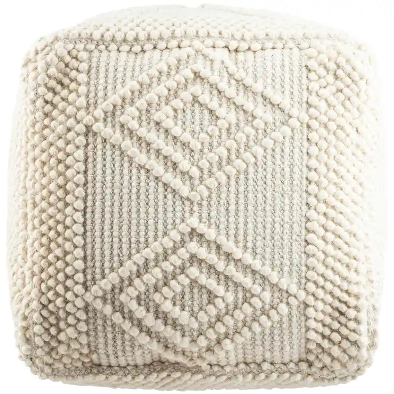 18" Hand-Woven Boho Cube Pouf Ottoman