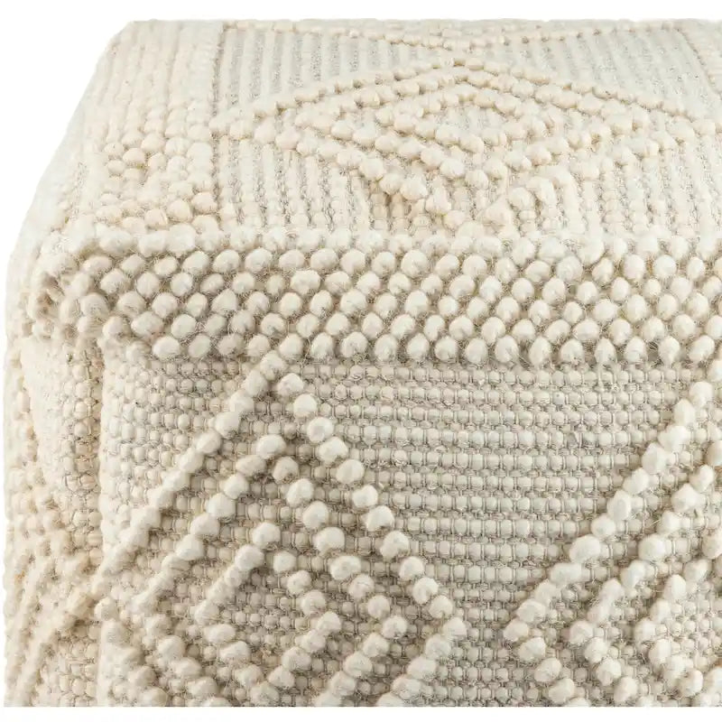 18" Hand-Woven Boho Cube Pouf Ottoman