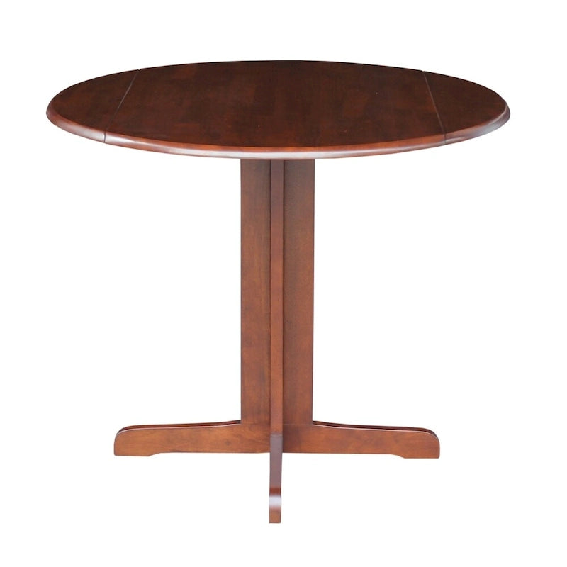 36" Round Wood Dining Table with Dual Drop Leaves