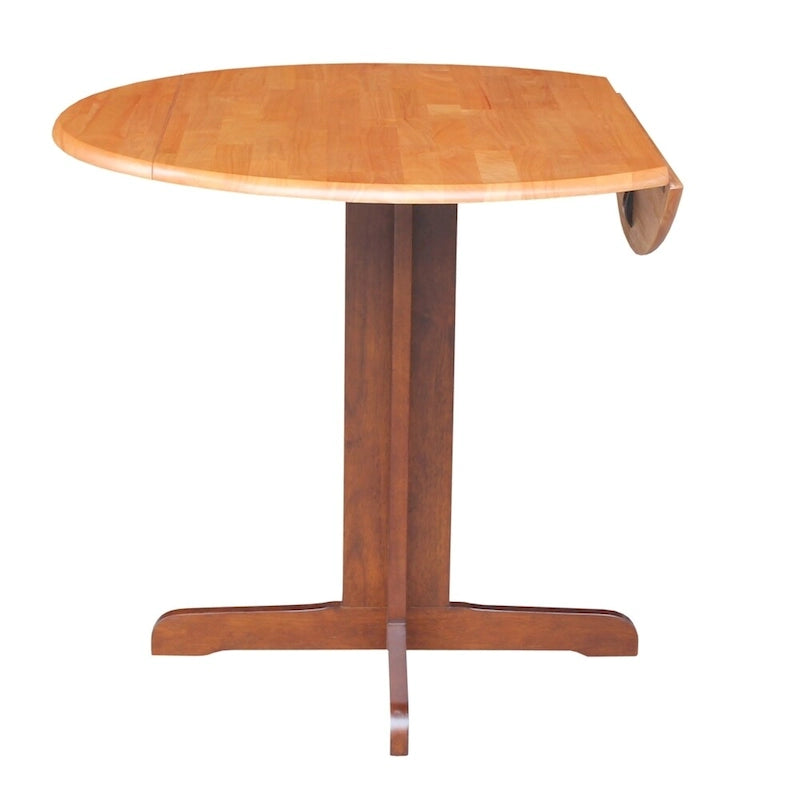36" Round Wood Dining Table with Dual Drop Leaves