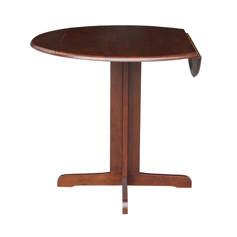 36" Round Wood Dining Table with Dual Drop Leaves