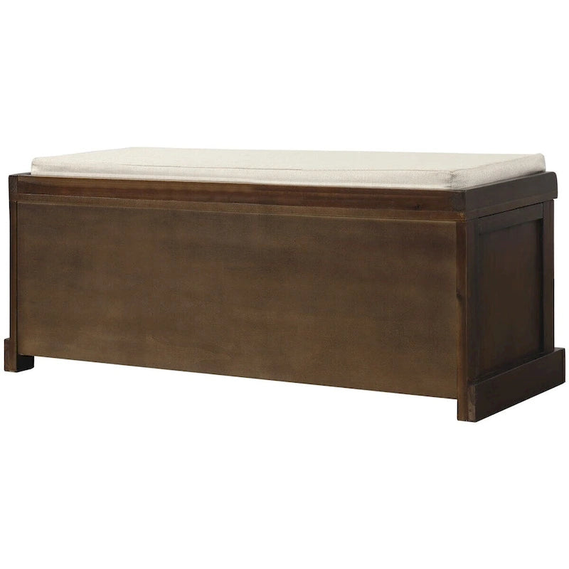 Rustic Entryway Storage Bench with 3 Removable Baskets & Cushioned Seat