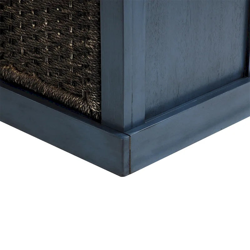 Rustic Entryway Storage Bench with 3 Removable Baskets & Cushioned Seat