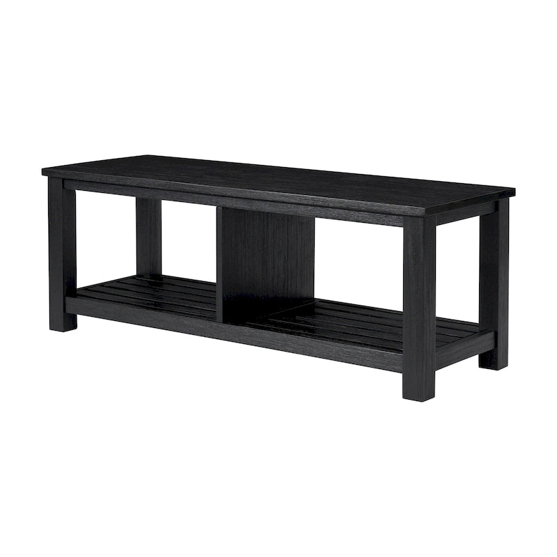 Solid Acacia Wood TV Bench with Media Storage