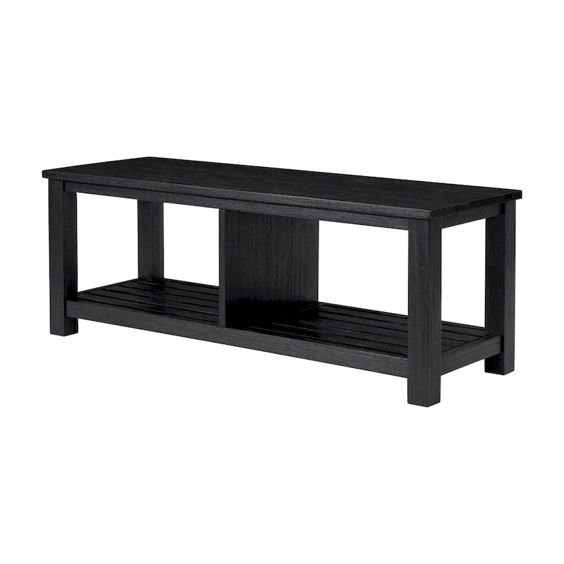 Solid Acacia Wood TV Bench with Media Storage