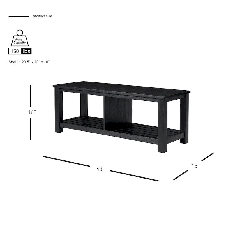 Solid Acacia Wood TV Bench with Media Storage