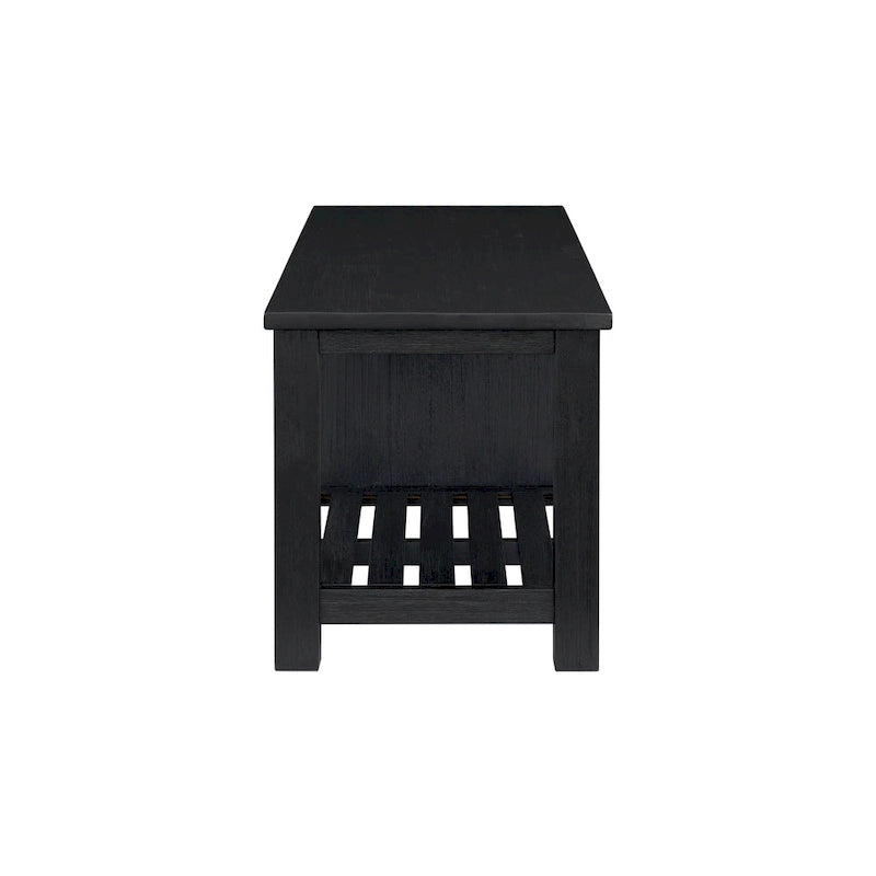 Solid Acacia Wood TV Bench with Media Storage