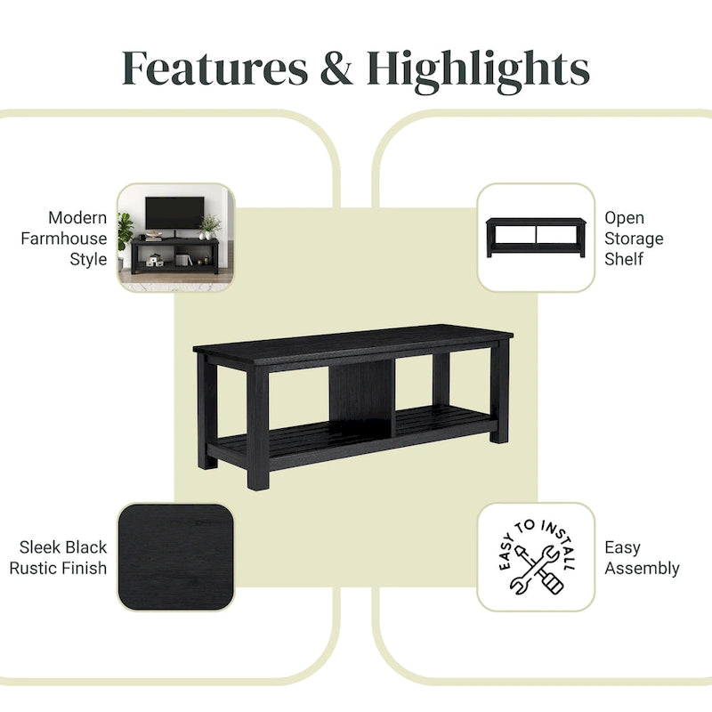 Solid Acacia Wood TV Bench with Media Storage