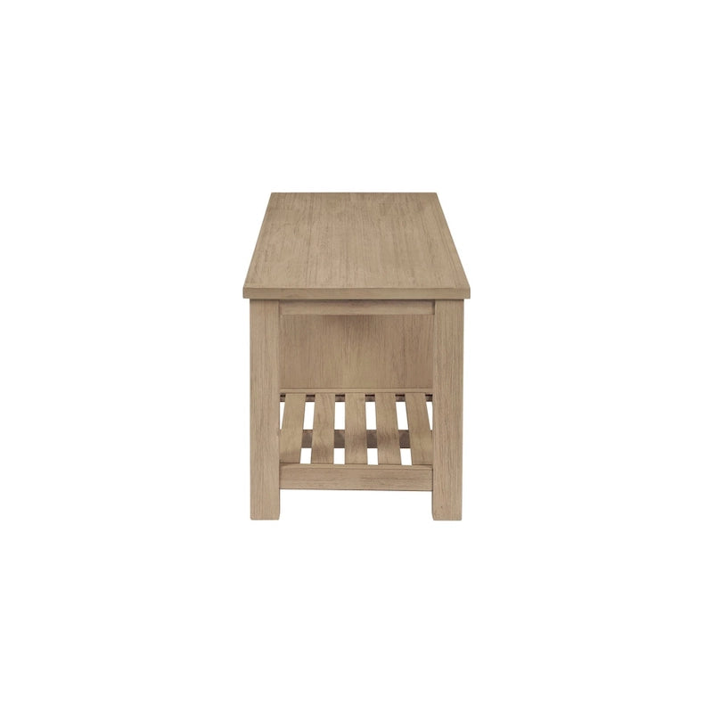 Solid Acacia Wood TV Bench with Media Storage