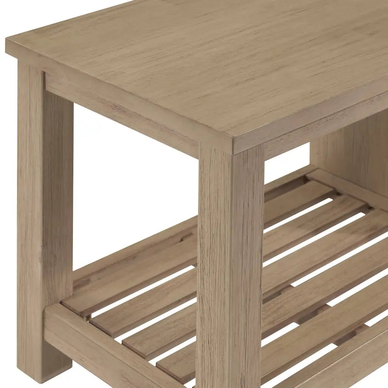 Solid Acacia Wood TV Bench with Media Storage