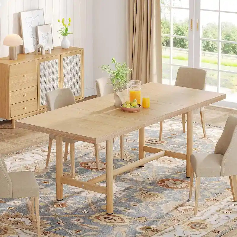 63" Rustic Farmhouse Rectangular Dining Table with Metal Legs