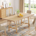 63" Rustic Farmhouse Rectangular Dining Table with Metal Legs