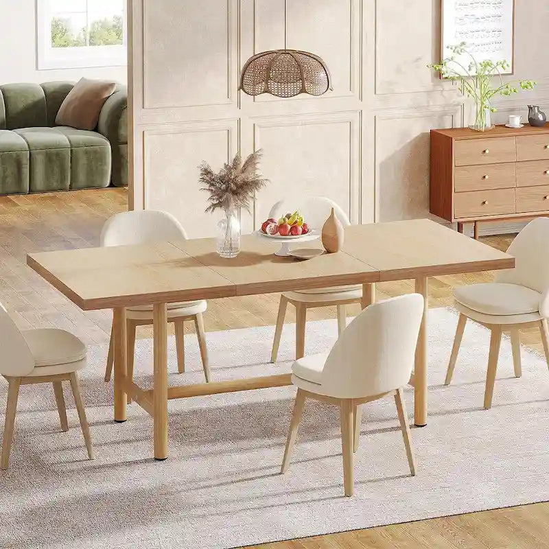 63" Rustic Farmhouse Rectangular Dining Table with Metal Legs