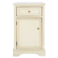 French Country Elm Wood End Table with Drawer & Cabinet Storage