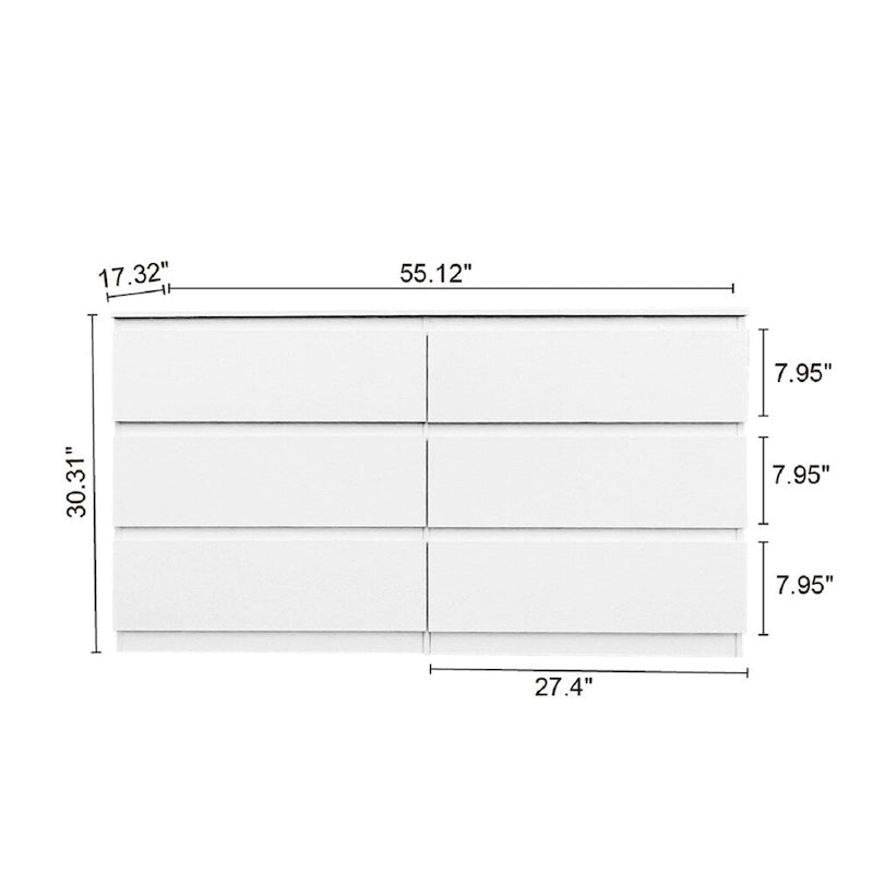 6-Drawer Double Dresser for Bedroom, Living Room & Hallway