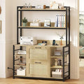 6-Tier Vertical Filing Cabinet with Lock, Charging Station & Open Shelves