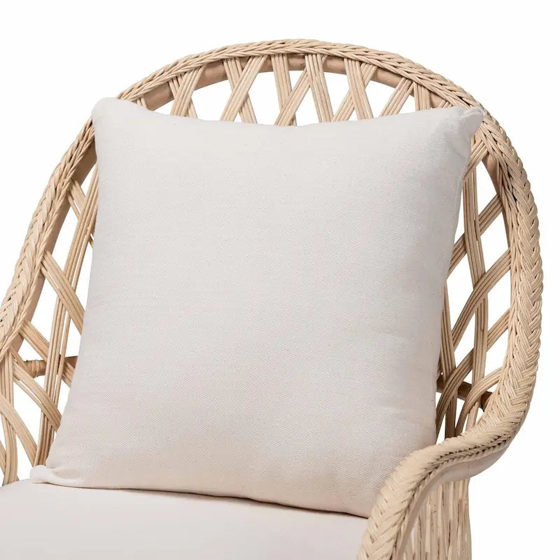 Bohemian Braided Rattan Accent Armchair with Removable Cushion