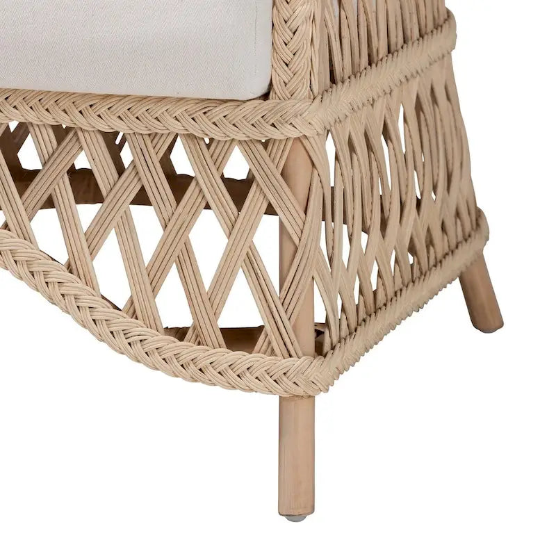 Bohemian Braided Rattan Accent Armchair with Removable Cushion
