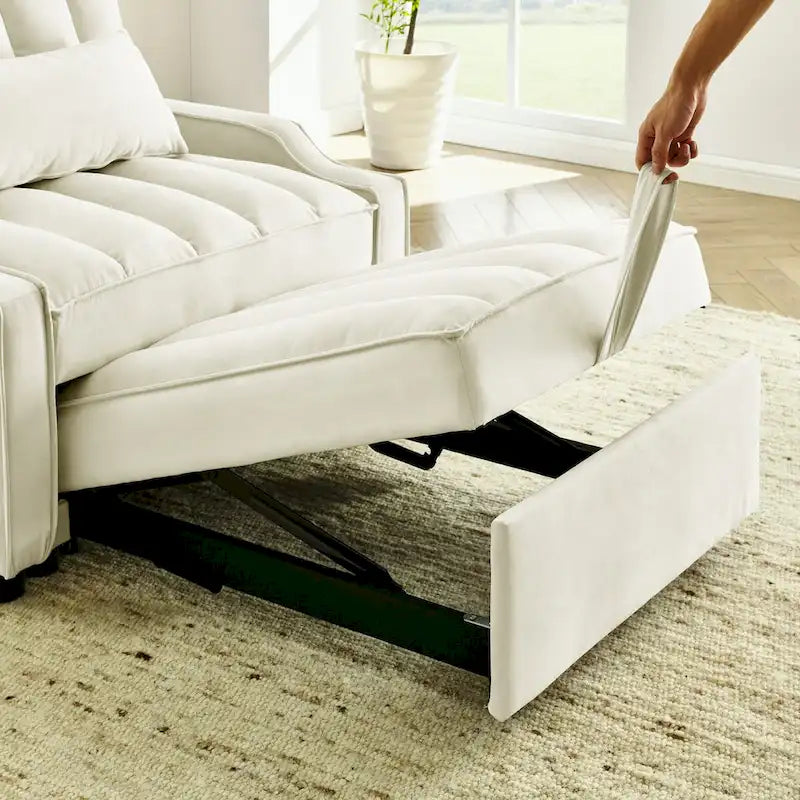 3-in-1-Samt-Sessel zum Ausziehen, Schlafsofa und Chaiselongue mit Kissen